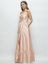 Side View Thumbnail - Cameo Strapless Cat-Eye Boned Bodice Maxi Dress with Ruffle Hem