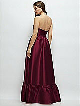 Rear View Thumbnail - Cabernet Strapless Cat-Eye Boned Bodice Maxi Dress with Ruffle Hem