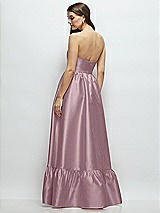 Rear View Thumbnail - Dusty Rose Strapless Cat-Eye Boned Bodice Maxi Dress with Ruffle Hem