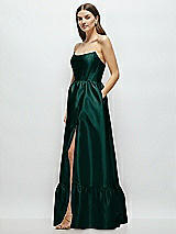 Side View Thumbnail - Evergreen Strapless Cat-Eye Boned Bodice Maxi Dress with Ruffle Hem