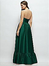 Rear View Thumbnail - Hunter Green Strapless Cat-Eye Boned Bodice Maxi Dress with Ruffle Hem