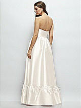 Rear View Thumbnail - Ivory Strapless Cat-Eye Boned Bodice Maxi Dress with Ruffle Hem