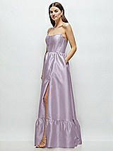 Side View Thumbnail - Lilac Haze Strapless Cat-Eye Boned Bodice Maxi Dress with Ruffle Hem