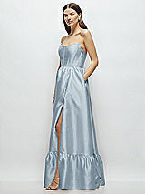 Side View Thumbnail - Mist Strapless Cat-Eye Boned Bodice Maxi Dress with Ruffle Hem