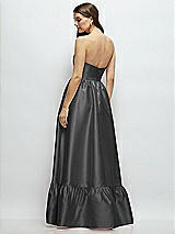 Rear View Thumbnail - Pewter Strapless Cat-Eye Boned Bodice Maxi Dress with Ruffle Hem