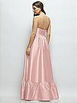 Rear View Thumbnail - Rose - PANTONE Rose Quartz Strapless Cat-Eye Boned Bodice Maxi Dress with Ruffle Hem