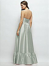 Rear View Thumbnail - Willow Green Strapless Cat-Eye Boned Bodice Maxi Dress with Ruffle Hem