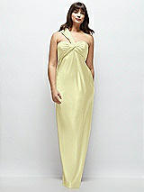 Alt View 1 Thumbnail - Butter Yellow Satin Twist Bandeau One-Shoulder Bias Maxi Dress