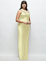 Alt View 2 Thumbnail - Butter Yellow Satin Twist Bandeau One-Shoulder Bias Maxi Dress