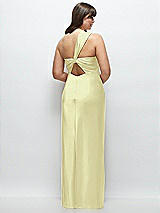 Alt View 3 Thumbnail - Butter Yellow Satin Twist Bandeau One-Shoulder Bias Maxi Dress