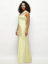 Side View Thumbnail - Butter Yellow Satin Twist Bandeau One-Shoulder Bias Maxi Dress