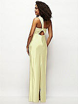 Rear View Thumbnail - Butter Yellow Satin Twist Bandeau One-Shoulder Bias Maxi Dress