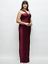 Alt View 2 Thumbnail - Cabernet Satin Twist Bandeau One-Shoulder Bias Maxi Dress