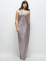 Alt View 1 Thumbnail - Cashmere Gray Satin Twist Bandeau One-Shoulder Bias Maxi Dress