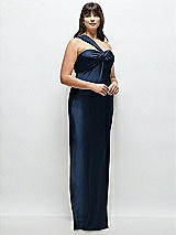 Alt View 2 Thumbnail - Midnight Navy Satin Twist Bandeau One-Shoulder Bias Maxi Dress