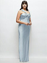 Alt View 2 Thumbnail - Mist Satin Twist Bandeau One-Shoulder Bias Maxi Dress