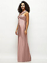 Side View Thumbnail - Neu Nude Satin Twist Bandeau One-Shoulder Bias Maxi Dress