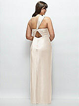 Alt View 3 Thumbnail - Oat Satin Twist Bandeau One-Shoulder Bias Maxi Dress