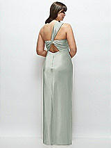 Alt View 3 Thumbnail - Willow Green Satin Twist Bandeau One-Shoulder Bias Maxi Dress