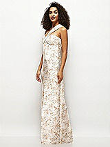 Side View Thumbnail - Golden Hour Floral Satin Twist Bandeau One-Shoulder Bias Maxi Dress