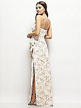 Rear View Thumbnail - Golden Hour Strapless Draped Skirt Floral Satin Maxi Dress with Cascade Ruffle