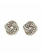 Side View Thumbnail - White Crystal Knot Stud Earrings