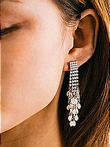 Rear View Thumbnail - White Waterfall Drop Crystal Earrings