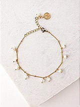 Side View Thumbnail - Natural Pearl Dotted Gold Bracelet