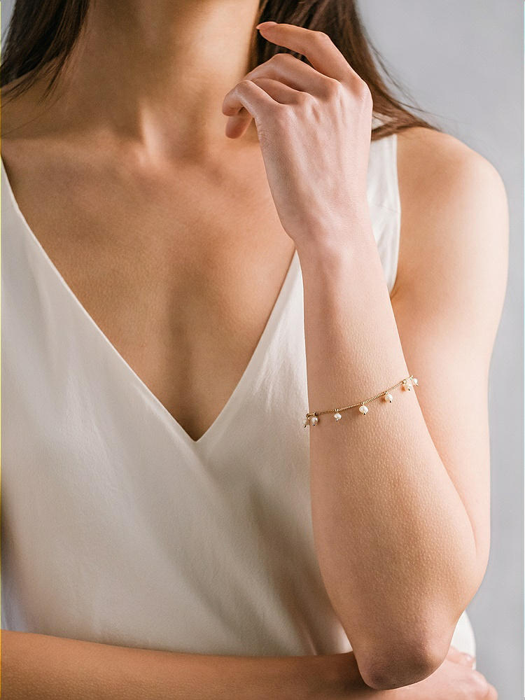 Back View - Natural Pearl Dotted Gold Bracelet