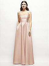 Front View Thumbnail - Cameo Square-Neck Satin Maxi Dress with Full Skirt