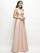 Side View Thumbnail - Cameo Square-Neck Satin Maxi Dress with Full Skirt