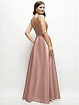 Rear View Thumbnail - Neu Nude Square-Neck Satin Maxi Dress with Full Skirt