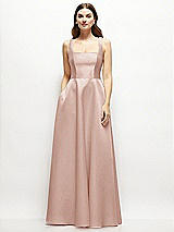 Front View Thumbnail - Toasted Sugar Square-Neck Satin Maxi Dress with Full Skirt