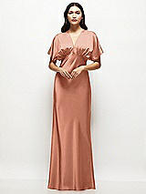 Alt View 1 Thumbnail - Copper Penny Plunge Neck Kimono Sleeve Satin Bias Maxi Dress