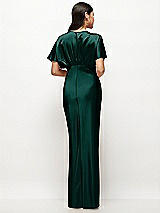 Rear View Thumbnail - Evergreen Plunge Neck Kimono Sleeve Satin Bias Maxi Dress