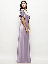 Side View Thumbnail - Lilac Haze Plunge Neck Kimono Sleeve Satin Bias Maxi Dress