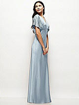 Side View Thumbnail - Mist Plunge Neck Kimono Sleeve Satin Bias Maxi Dress