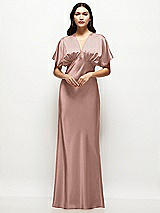 Alt View 1 Thumbnail - Neu Nude Plunge Neck Kimono Sleeve Satin Bias Maxi Dress