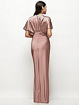 Rear View Thumbnail - Neu Nude Plunge Neck Kimono Sleeve Satin Bias Maxi Dress