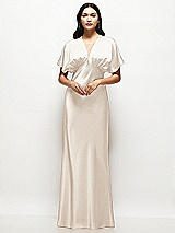 Alt View 1 Thumbnail - Oat Plunge Neck Kimono Sleeve Satin Bias Maxi Dress