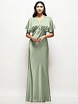 Alt View 1 Thumbnail - Sage Plunge Neck Kimono Sleeve Satin Bias Maxi Dress