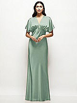 Alt View 1 Thumbnail - Seagrass Plunge Neck Kimono Sleeve Satin Bias Maxi Dress