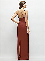 Rear View Thumbnail - Auburn Moon Corset-Style Crepe Column Maxi Dress with Adjustable Straps