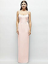 Front View Thumbnail - Blush Corset-Style Crepe Column Maxi Dress with Adjustable Straps