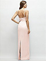 Rear View Thumbnail - Blush Corset-Style Crepe Column Maxi Dress with Adjustable Straps