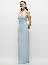 Side View Thumbnail - Mist Corset-Style Crepe Column Maxi Dress with Adjustable Straps