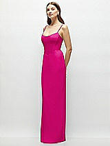 Side View Thumbnail - Think Pink Corset-Style Crepe Column Maxi Dress with Adjustable Straps