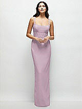 Front View Thumbnail - Suede Rose Corset Midriff Crepe Column Maxi Dress