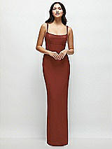 Front View Thumbnail - Auburn Moon Corset Midriff Crepe Column Maxi Dress