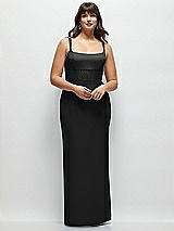 Alt View 1 Thumbnail - Black Corset Midriff Crepe Column Maxi Dress